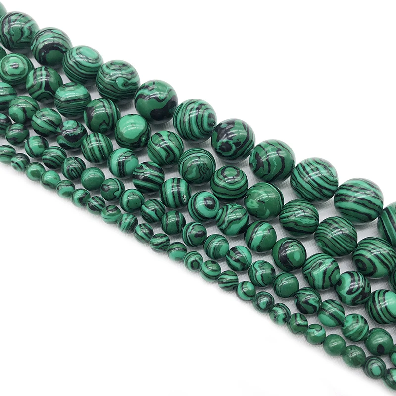 Natural Green Malachite Stone Round Loose Beads 4 6 8 10 12 14mm For Jewelry Making Bracelet Necklace Diy  Strand 15\