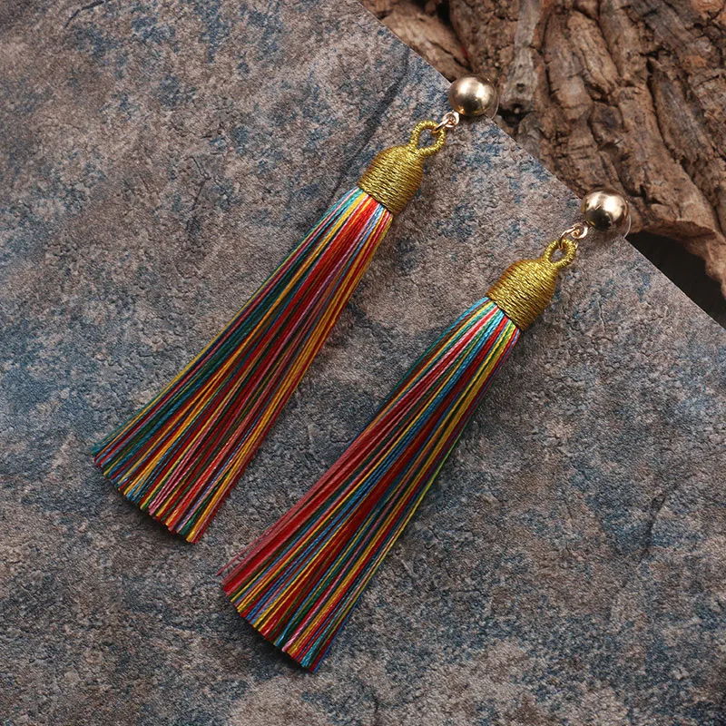 BTWGL New Hot Bohemia Women\'s Long Tassel Earrings European Exaggerated Boho Vintage Pendant Earrings Women\'s Jewelry