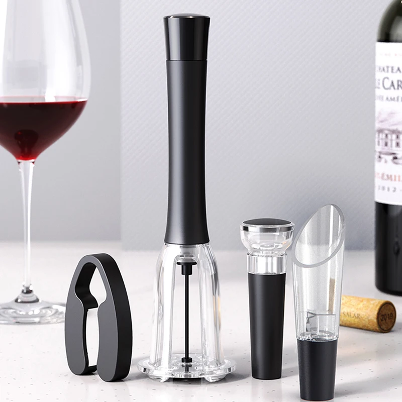 Air Pump Wine Bottle Opener Set Stainless Steel Pin Pneumatic Wine Corkscrew With Bottle Stopper Kitchen Tools Bar Accessories