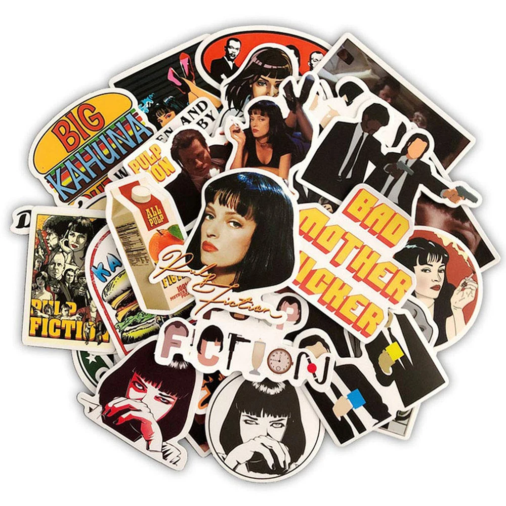 10/30/50PCS Pulp Fiction Movie Cartoon Stickers fai da te Bike Travel bagagli Car Guitar Laptop adesivi scherzo impermeabili giocattolo classico