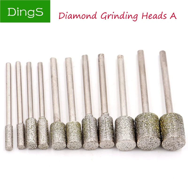 10ชิ้น/เซ็ต2.35/3Mm Shank หัวเพชร Burrs จุดแกะสลักกระจกแก้วหินหยกสว่าน Bits เครื่องมือเข็ม