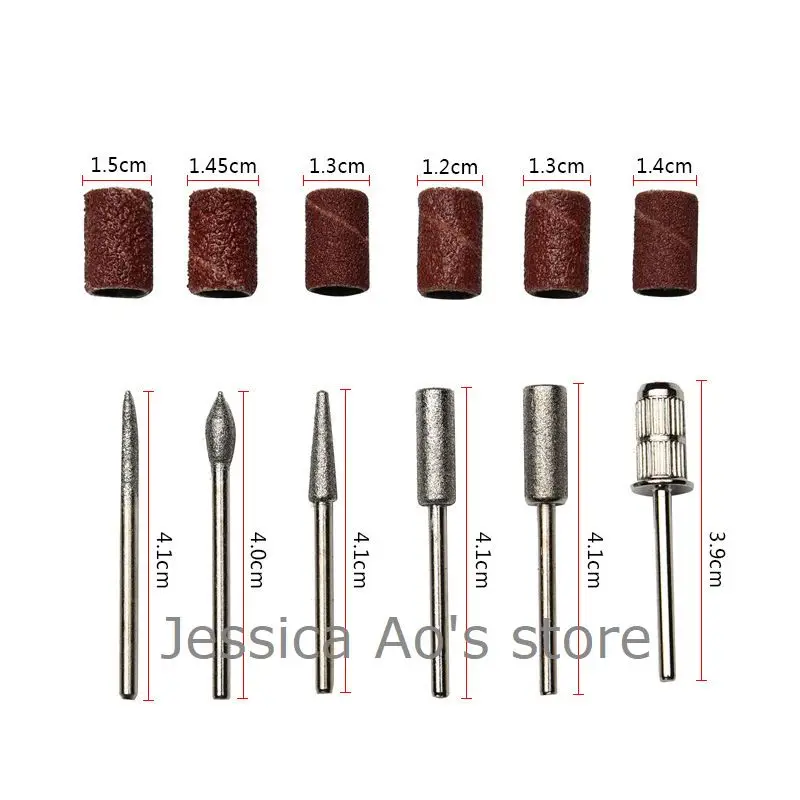 6pcs Set Electric Nail Grinder Grinding Needle Electric Manicure Tool Fingernail Polishing Wheel Metal Jade Carving Sand Paper