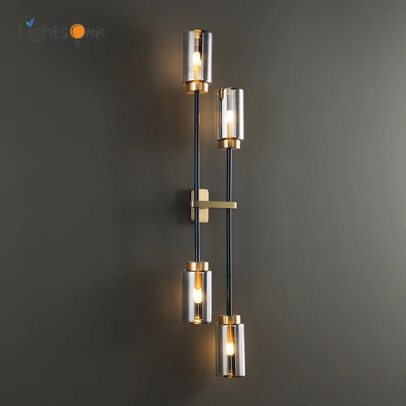 

Postmodern minimalist all-copper wall light luxury room living room background wall lamp