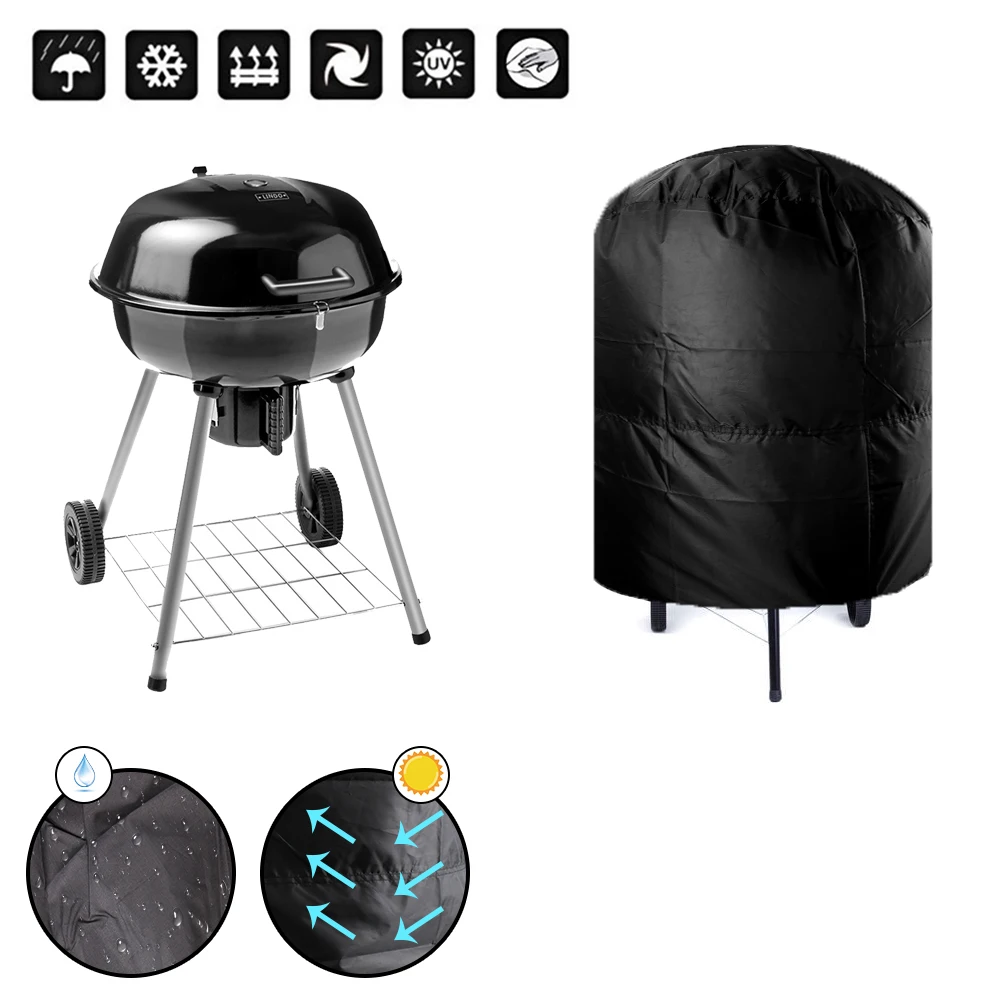 Waterproof Camping Outdoor Barbecue Cover Rain Protective 77x58cm/80x66x100cm Anti Dust Round BBQ Grill Cover Grill Cover