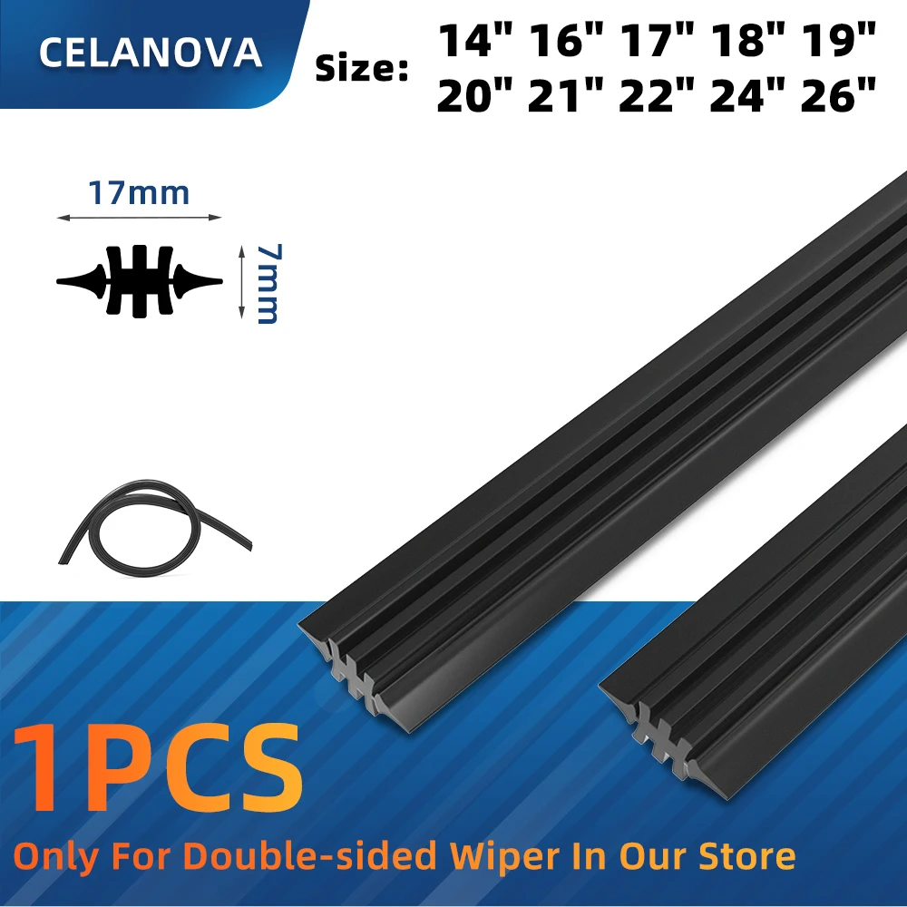 CELANOVA pióro wycieraczki wymiana miękki pasek gumowy wkład do dwustronnej wycieraczki 14 "16" 17 "18" 19 "20" 21 "22" 24 "26"