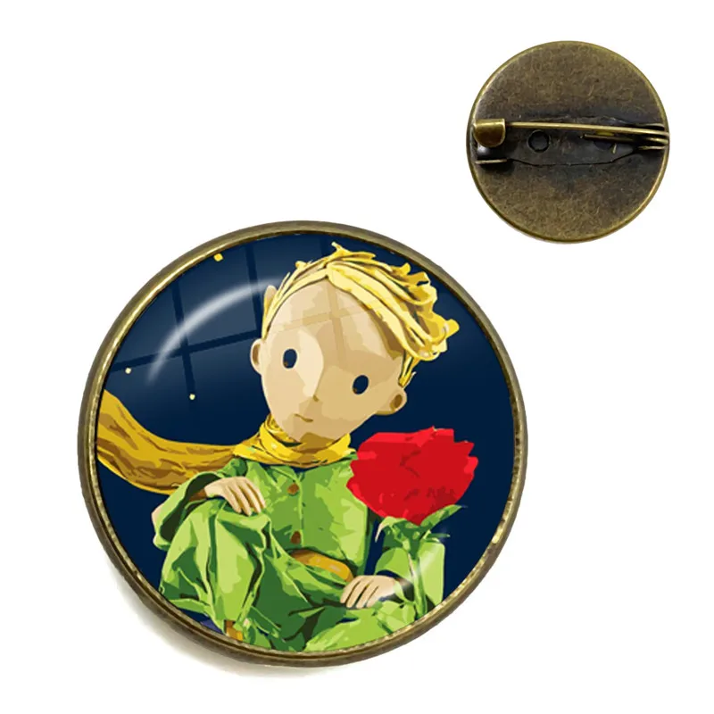 2021 New The Little Prince Pin Glass Dome Cabochon Hand Craft Jewelry Prince With Fox Lapel Pin Brooch