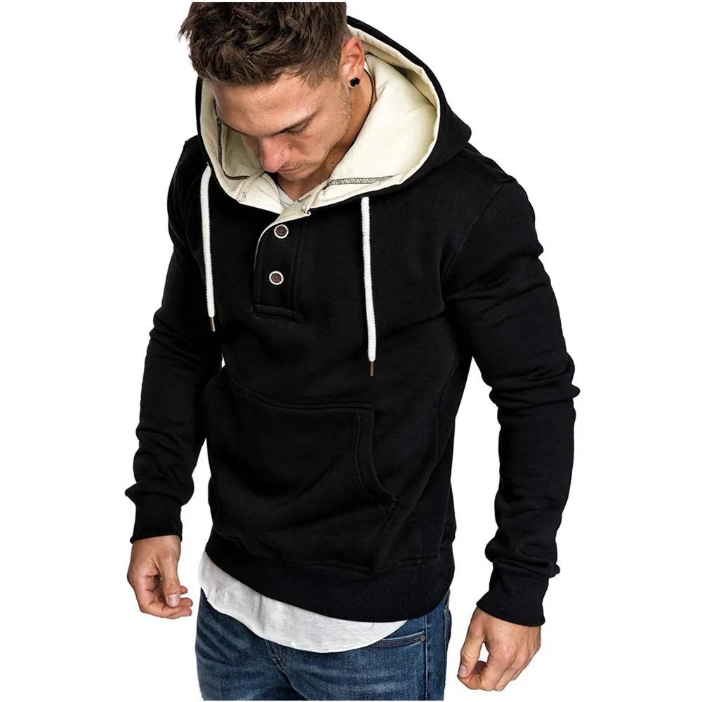 Solid Button Pocket Hoodies Men Sweatshirts 2023 Rapper Hip Hop Hooded Pullover Sweatershirt Male Clothes Sudadera Hombre