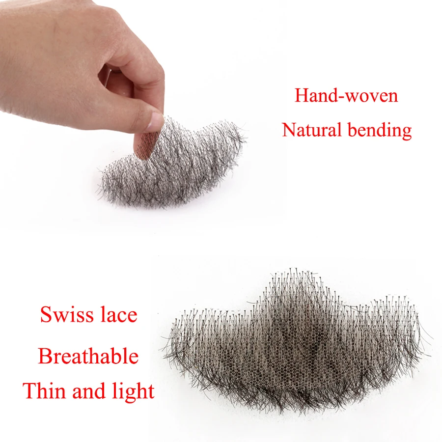 Fake Beard Hand Made  Swiss Lace Fake Beard Realistic Invisible Hair Mustache For Men Fake Moustache