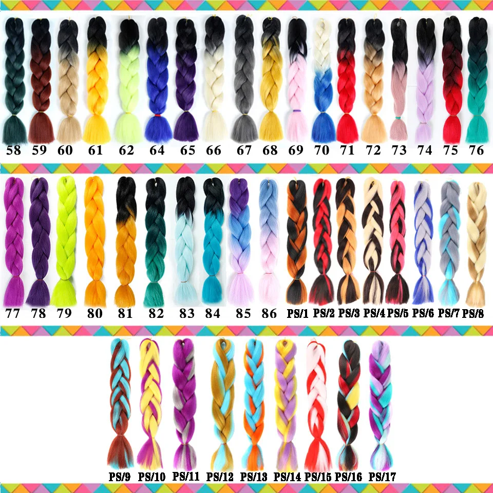 AILIADE 24 inches 100g/Pack Ombre Synthetic Heat Resistant Braiding Hair For Braids False Rainbow Fake Hair Extensions