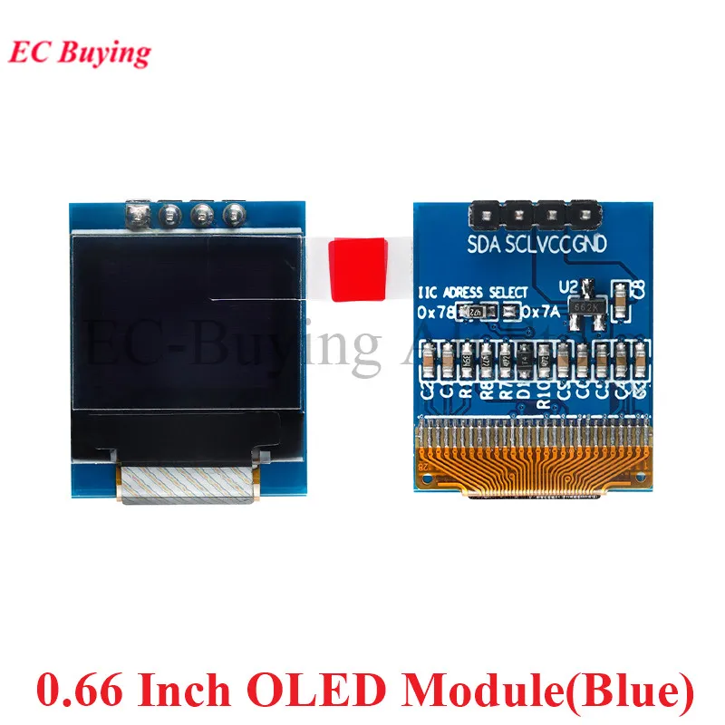 Módulo de pantalla LCD OLED de 0,66 pulgadas 64X48 0,66 "pantalla LED blanco azul IIC I2C interfaz SPI controlador SSD1306 para Arduino AVR STM32