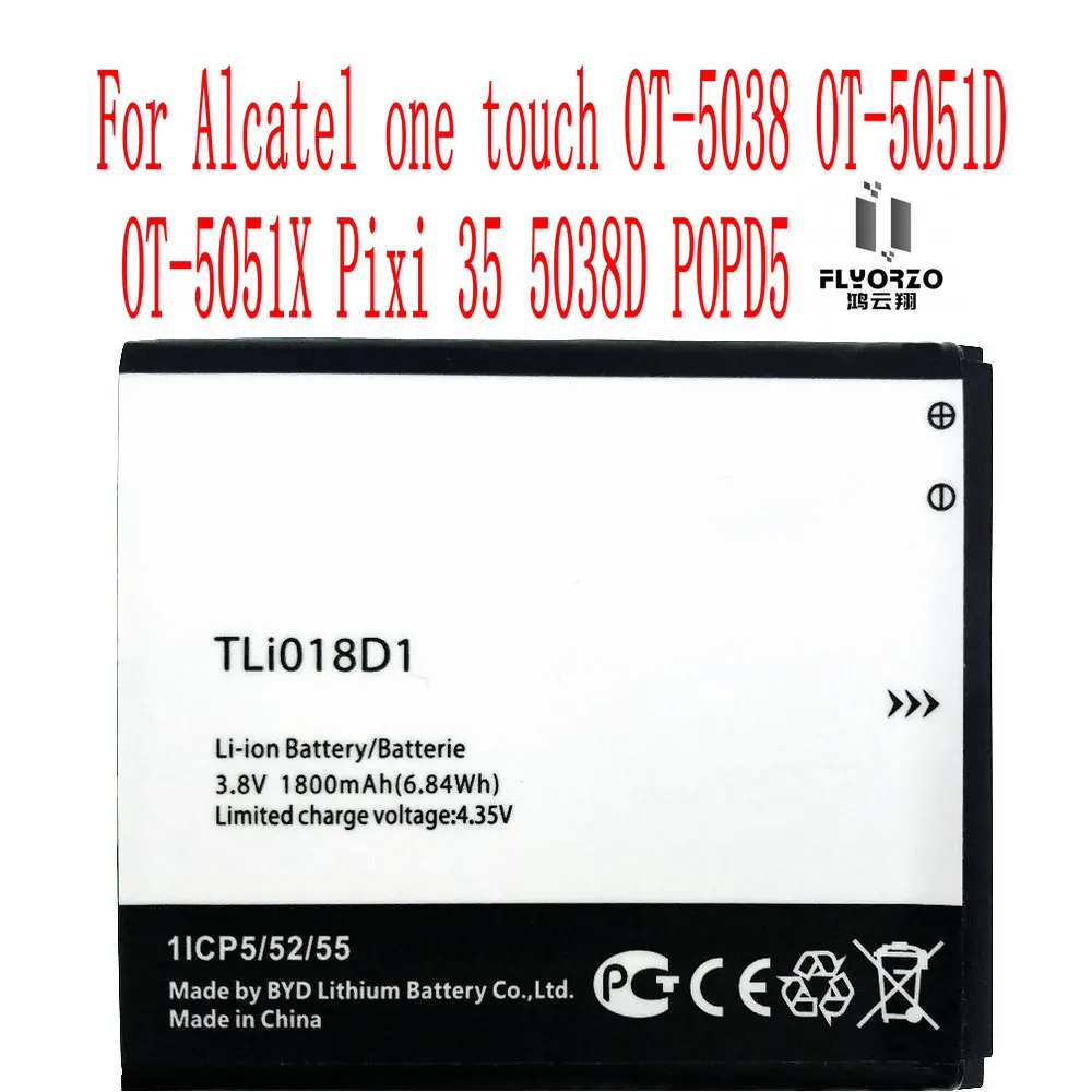 High Quality 1800mAh TLi018D1 Battery For Alcatel one touch OT-5038 OT-5051D OT-5051X Pixi 35 5038D POPD5 Cell Phone