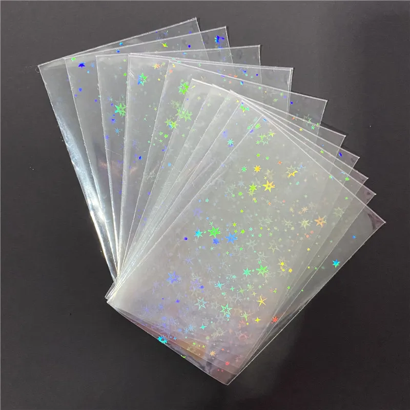 50PCS 62x90mm Broken Gemstone Glass Rainbow Star Laser Card Sleeves For YGO Protector Holographic Foil Tarot Cards Binder Film