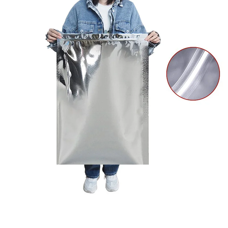 100Pcs 35x50/40x60/45x70/50x80cm Large Zipper Top Aluminum Foil Mylar Resealable Valve Pack Package Pouches Ziplock Storage Bags