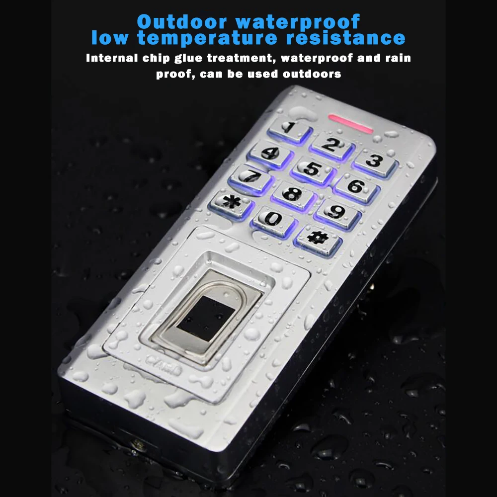 Backlight Semiconductor Fingerprint Metal Keypad IP68 Waterproof RFID access control system support Finger+RFID+Password