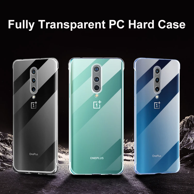 Full Transparent Phone Case For OnePlus 7 8 9 Pro 9R 8T Luxury Borderless Thin Hard PC Cover Case For OnePlus 7T Pro Coque