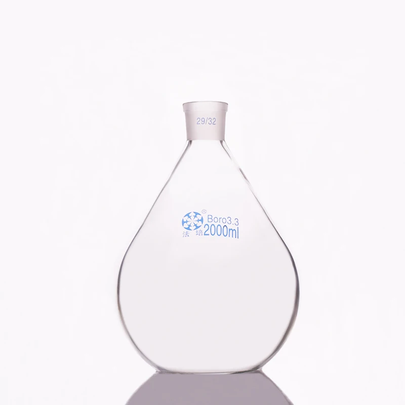 Evaporation bottle 2000ml,Flask eggplant shape,short neck standard grinding mouth 29/32,Eggplant-shaped flat bottom flask