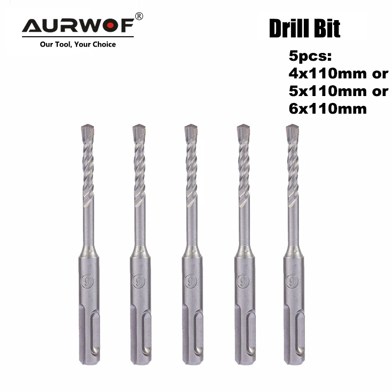 LAVIE 5pcs 4mm 5mm 6mm Electric Hammer SDS Plus Drill Bits Set 110mm Concrete Wall Brick Block Masonry Hole Saw Drilling 016