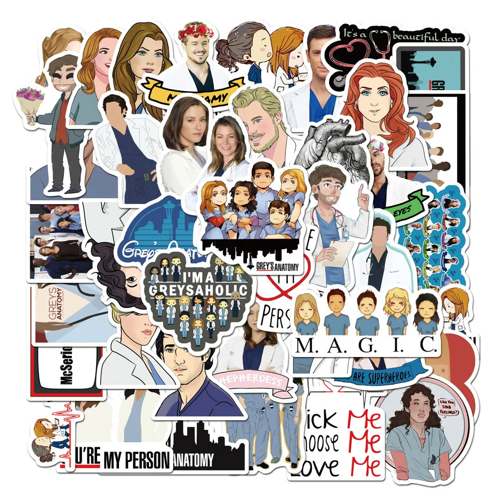 10/30/50pcs TV Show Greys Anatomy Graffiti Stickers Laptop Luggage Phone Bike Computer Motorcycle Car Waterproof Sticker Decals