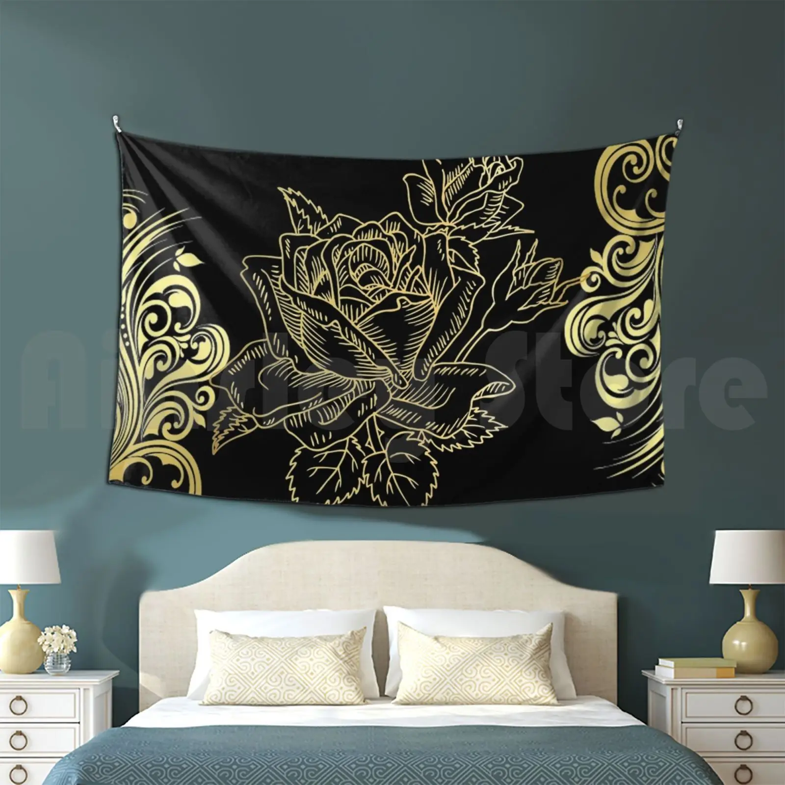 Gold Mandala Pattern Tapestry Living Room Bedroom Gold Mandala Pattern Patterns White Geometric Mandalas Yellow