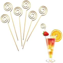 5 Inch Stainless Steel Cocktail Picks Decorative Toothpick Reusable Martini Fruit Picks Garnish Toothpicks for Drinks