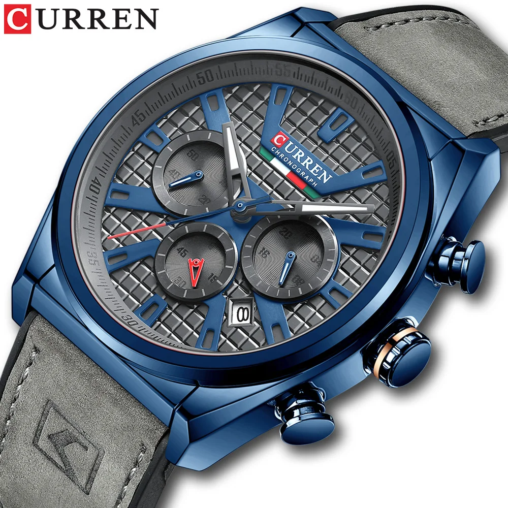 

CURREN Wristwatches Quartz Wrist Watch for Men Casual Sports Chronograph Dials Clock with Luminous Hands