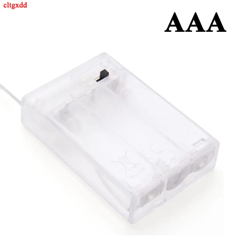 cltgxdd 1piece  2X 3X AAA Battery Holder Box Case With Switch New 3A Battery Holder Box Case With Switch Transparent