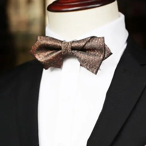 Shiny Bowtie Wedding Groom Men Fashion Brown Stage Host New