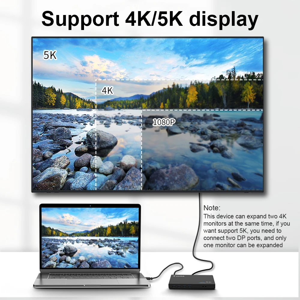 Wavlink USB 3.0 Universal Docking Station USB C Hub 5K Dual 4K HDMI Compatible DP Multiple Display For Windows Mac OS Laptop