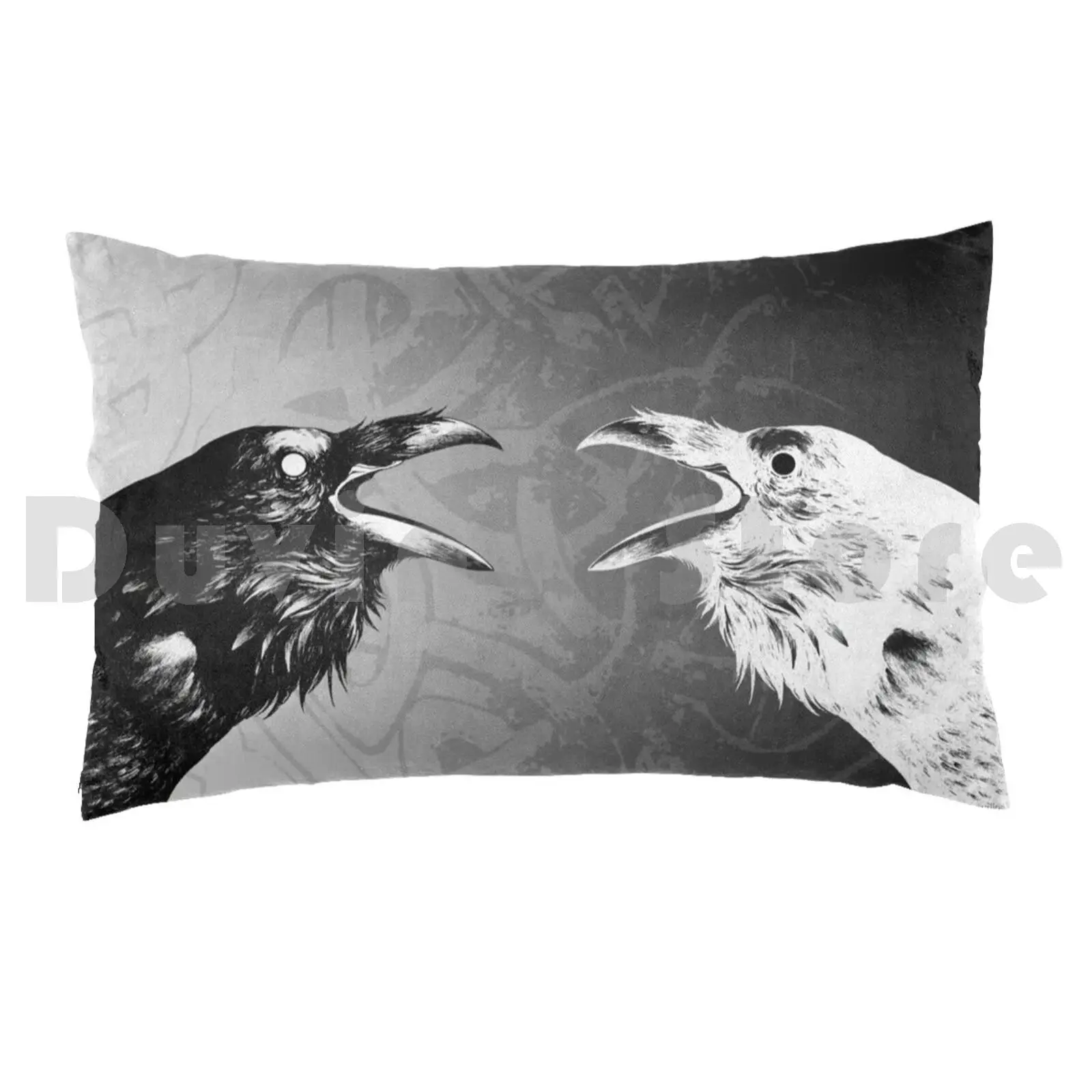 Huginn And Muninn ( Thought And Memory ) Pillow Case Printed 35x50 Raven Ravens Norse Nordic Viking Huginn