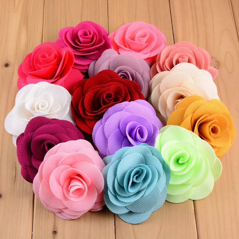 Hot Sale 40pcs/lot 8CM Chiffon Flower Fabric Rose Hair Flowers For Headband Fabric Flowers For Craft Hair Accessories LSFB053