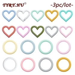 TYRY.HU 3pc Ring/Heart Silicone Beads BPA Free Baby Charm Teething Necklace Food Grade Silicone DIY Jewelry Making Accessories