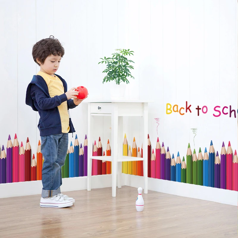 DIY Mural Pencil Back To School Wall Stickers Removable Vinyl Art Wall Decals kindergarten play Room decor