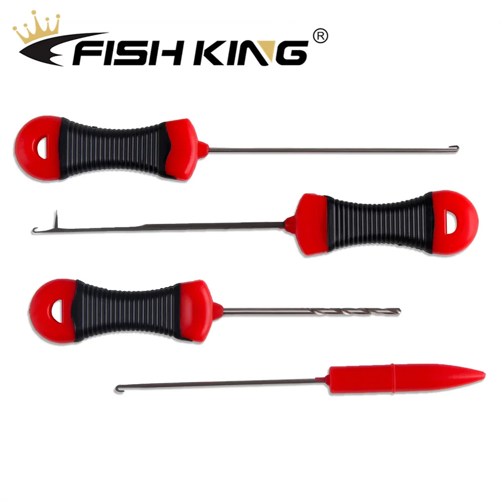 FISH KING Carp Fishing Accessories Boilie Needle Set Kit Tool Stainless Baiting Drill Stringer Needle Fishing Tool