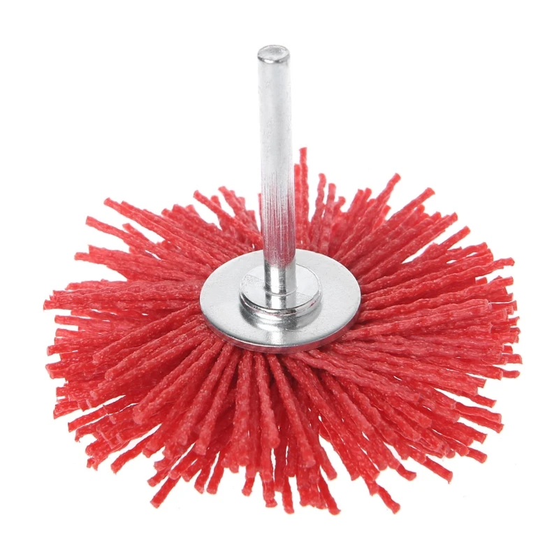 Deburring Abrasive Steel Wire Brush Head Polishing Red Nylon Wheel  Shank