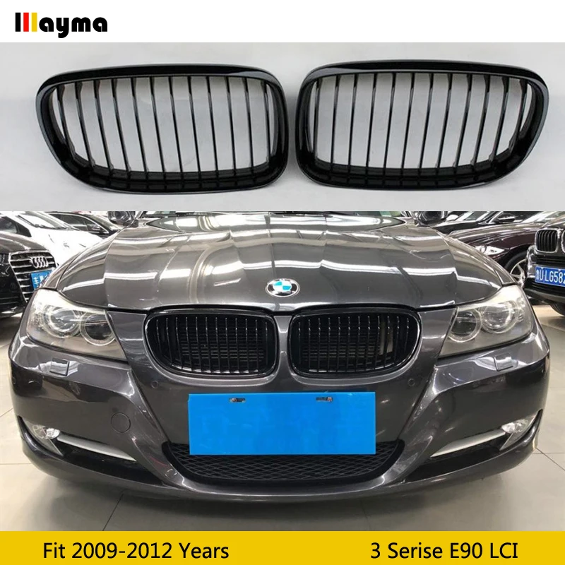 

Front bumper air intake grilles For BMW 3 Series 318i 320i 325i 2009 - 2012 E90 LCI ABS Glossy Black Grille 2pcs/set grill