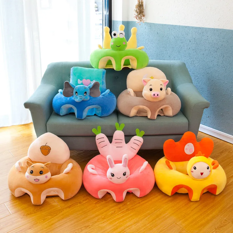 Sofá de felpa con dibujos de animales para niños pequeños, asiento para aprender a sentarse, juguete creativo para regalo, solo funda sin relleno