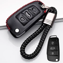 Funda de cuero para llave de coche, funda para Audi A1, A3, A4, A5, Q7, A6, C5, C6, soporte para coche, cubierta remota, llavero de estilo de coche