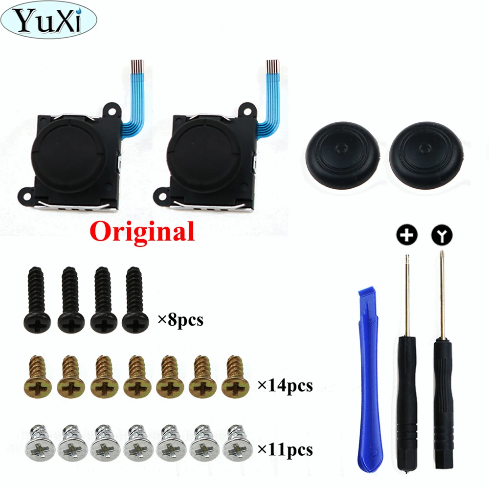 

YuXi 3D Analog Gamepad Thumb for Nintend Switch NS Joy Con Joystic Sensor Module Repair Tool and Full Set Screws for JoyCon