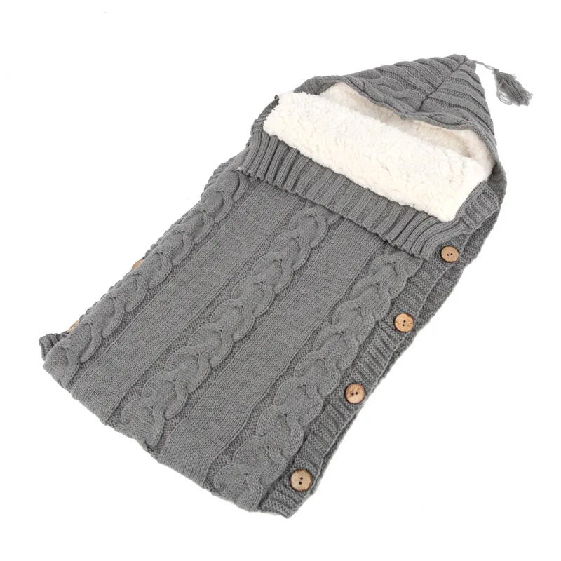 Warm Thick Knitted Baby Robes Sleeping Bag Cute Winter Baby Clothing Sleepwear For Girls Boys Sleeper 0-12 months