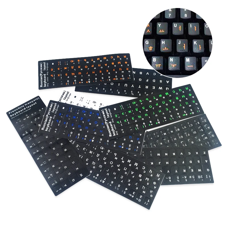 100Pcs For Russian French Spain English   PVC Laptop Desktop Keyboard sticker with 10 to 17 inch PC Laptop Dropshipping