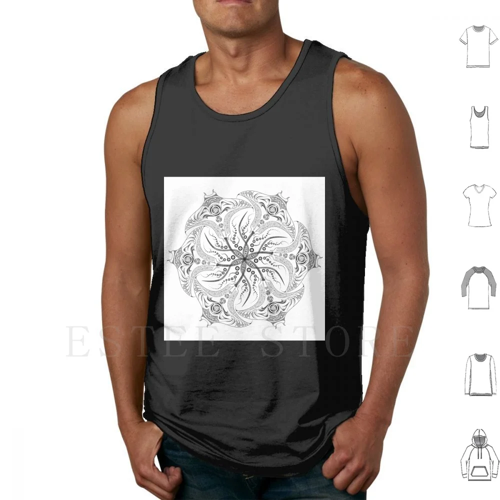 Manta Ray Spiral Mandala Tribal And Native Style Print-Large Scale Print-50 