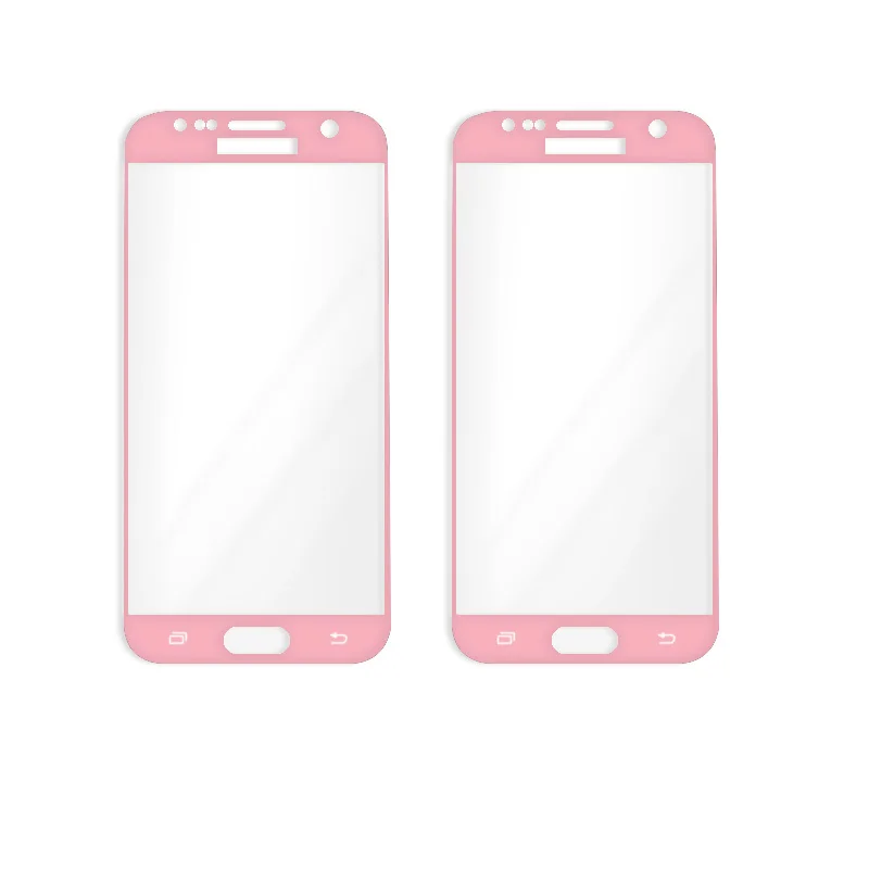 

2Pcs Full Cover Screen Protector For Samsung S7 G9300 Tempered Glass Sheet Film Pink