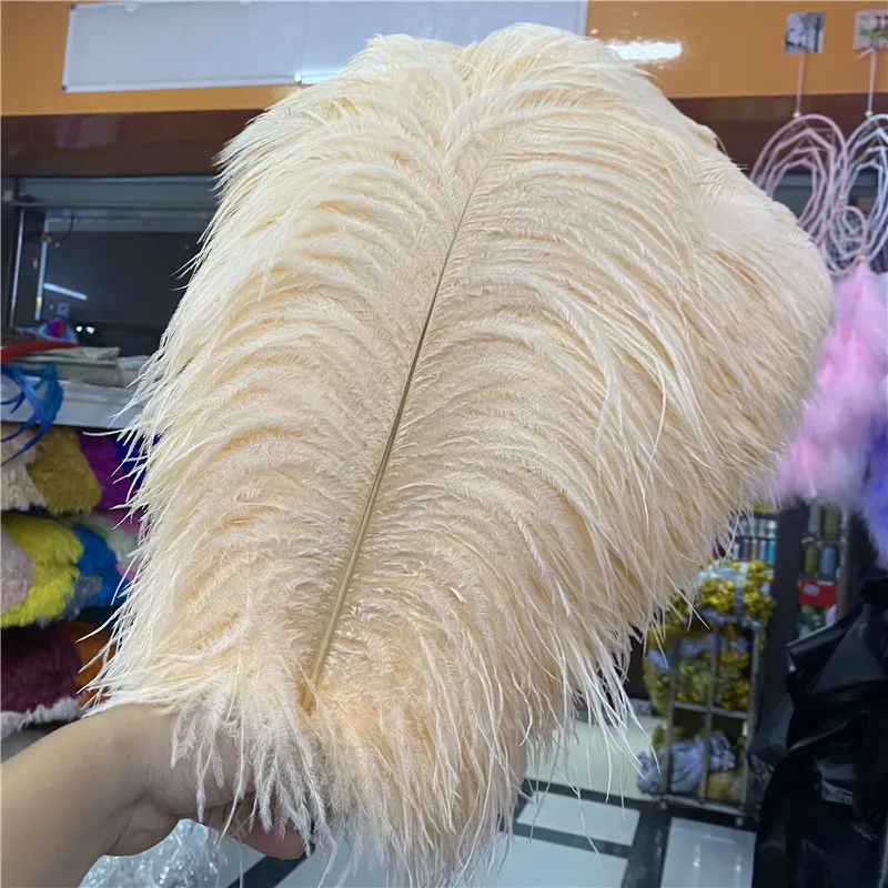 

Promotion 50pcs/lot Beautiful Champagne Ostrich Feather 45-50cm/18-20inches Wedding Craft Home Celebration Jewelry Party Plumes