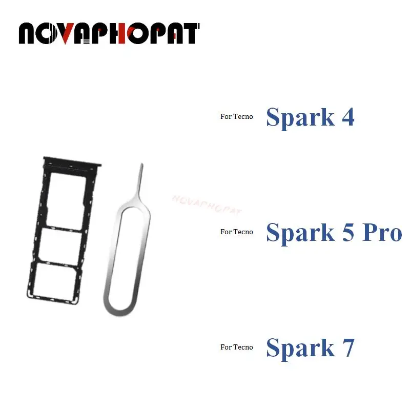 Novaphop – plateau de carte SIM pour Tecno Spark 4 5 7 Pro 5Pro KC2 KC8 KD7 KF6 Sim CG6 KF7 KG6 LG8, lecteur de fente