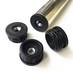 2/4/8pcs Round Black Plastic Blanking End Cap Caps Pipe Tube Inserts With M8 Metal Thread Dia 22/25/30/32/38/50mm