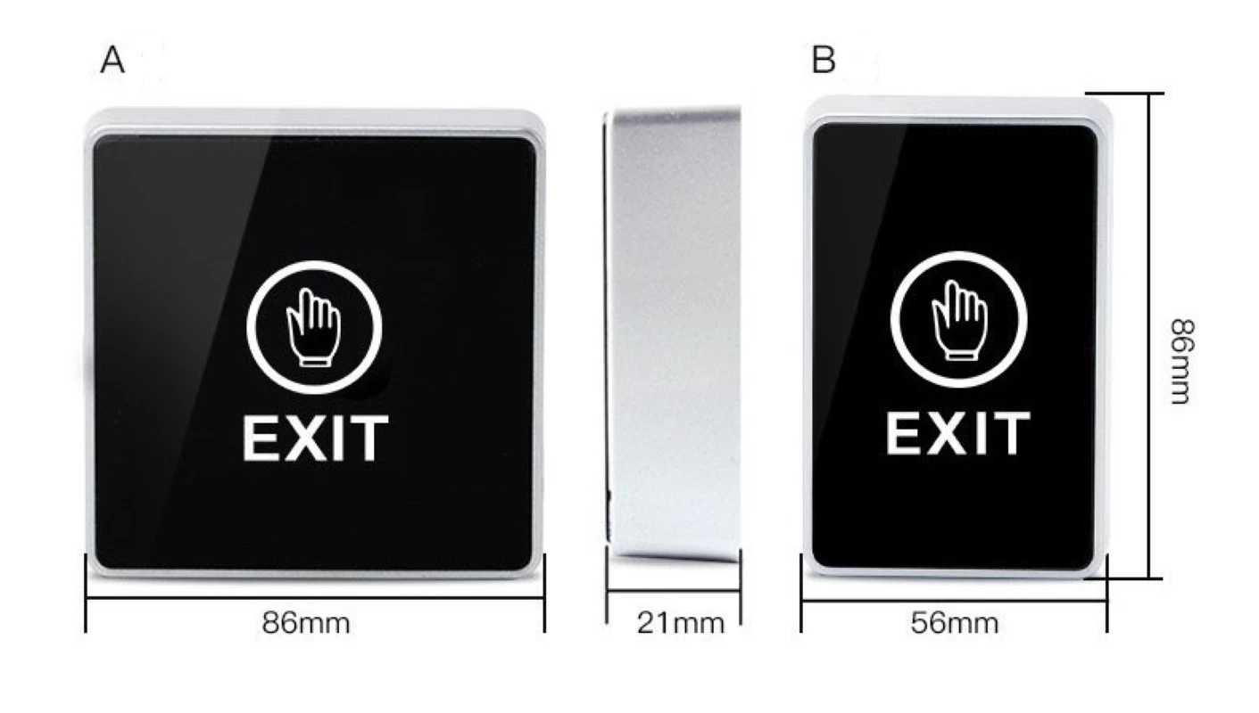 Waterproof touch access control door open button, exit button