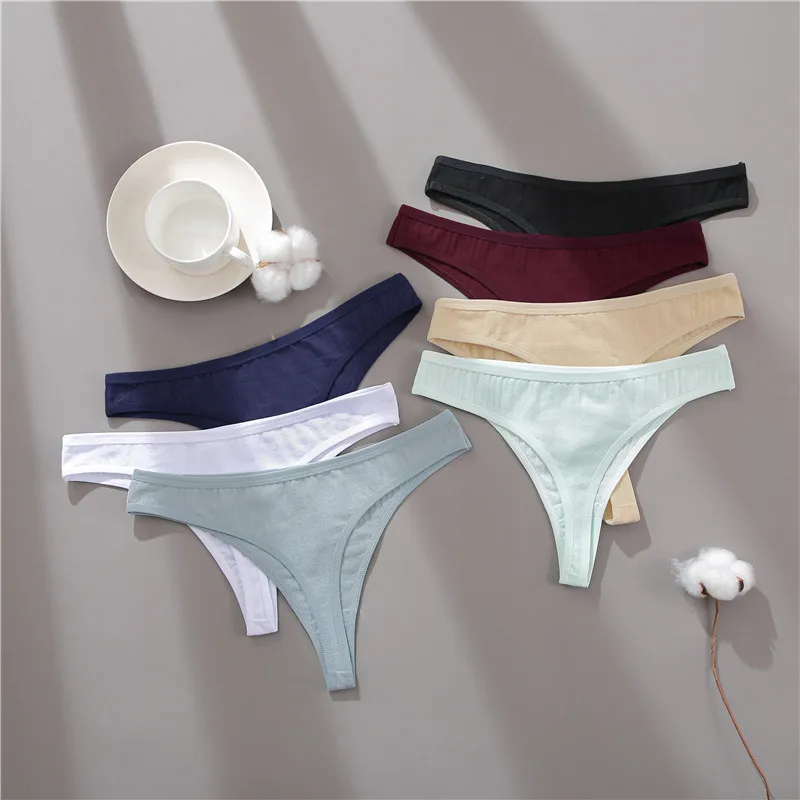 FINETOO Cotton Thongs Women 3Pcs/set Soft T-back Underpants S-XL Ladies G-string Underwear Low Waist Cotton Panty Lingerie New