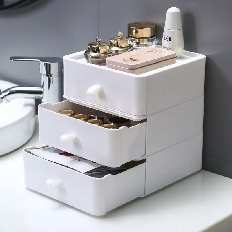 Multifunction Desktop Organizer Drawer Makeup Storage Box Stackable Jewelry Container Large Capacity Office Storage Case Box
