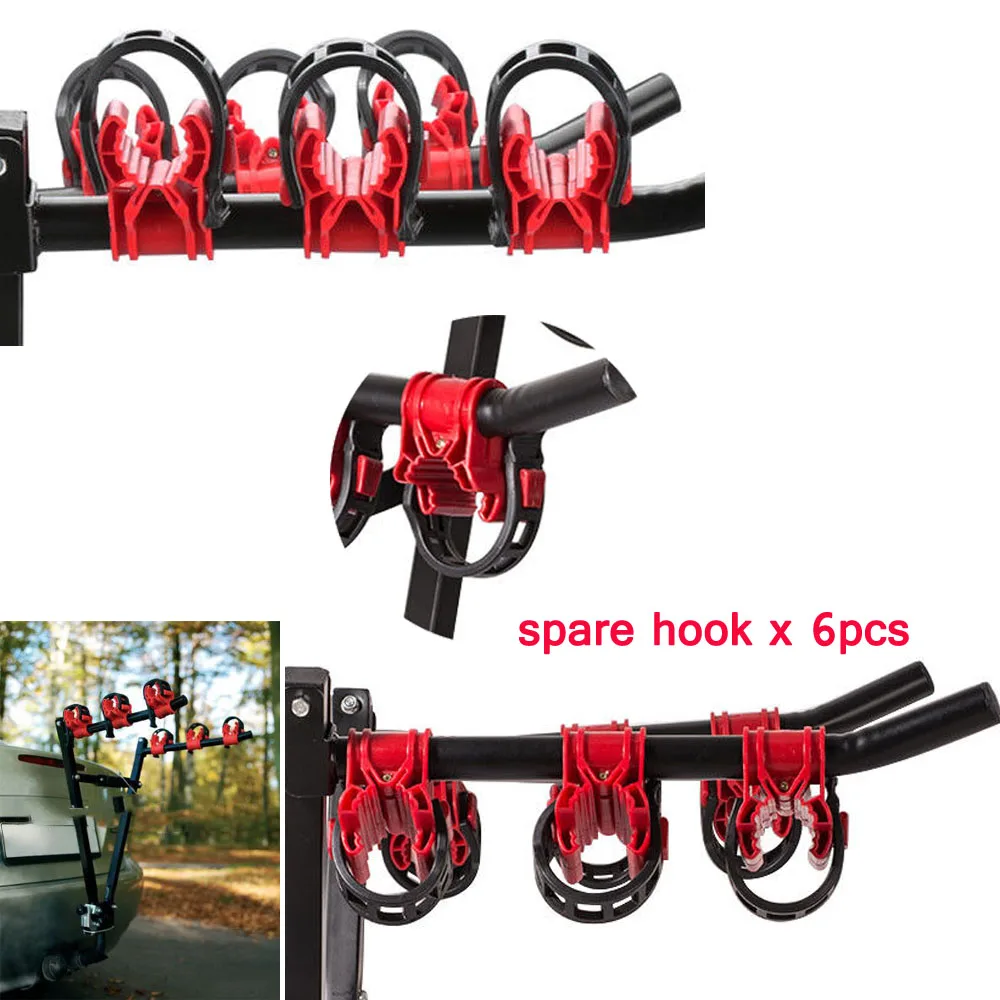 6pcs Car Bike Bicycle Rack Tow Hitch Mount, Carrier Spare Bar Hooks, Plastic Accessories, not including bike rack