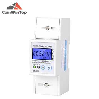 Compteur d'énergie électrique intelligent RS485, monophasé, 2 fils, montage sur rail DIN, écran LCD rétro4.2, AC 230V, 5-80A